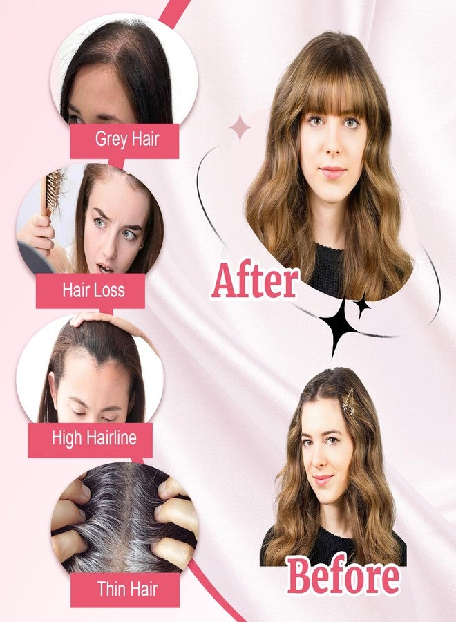 يامي وصلات شعر يامي للنساء، وصلات شعر طبيعي مع غرة (بني متوسط ​​مع خصلات فاتحة) - Image 4